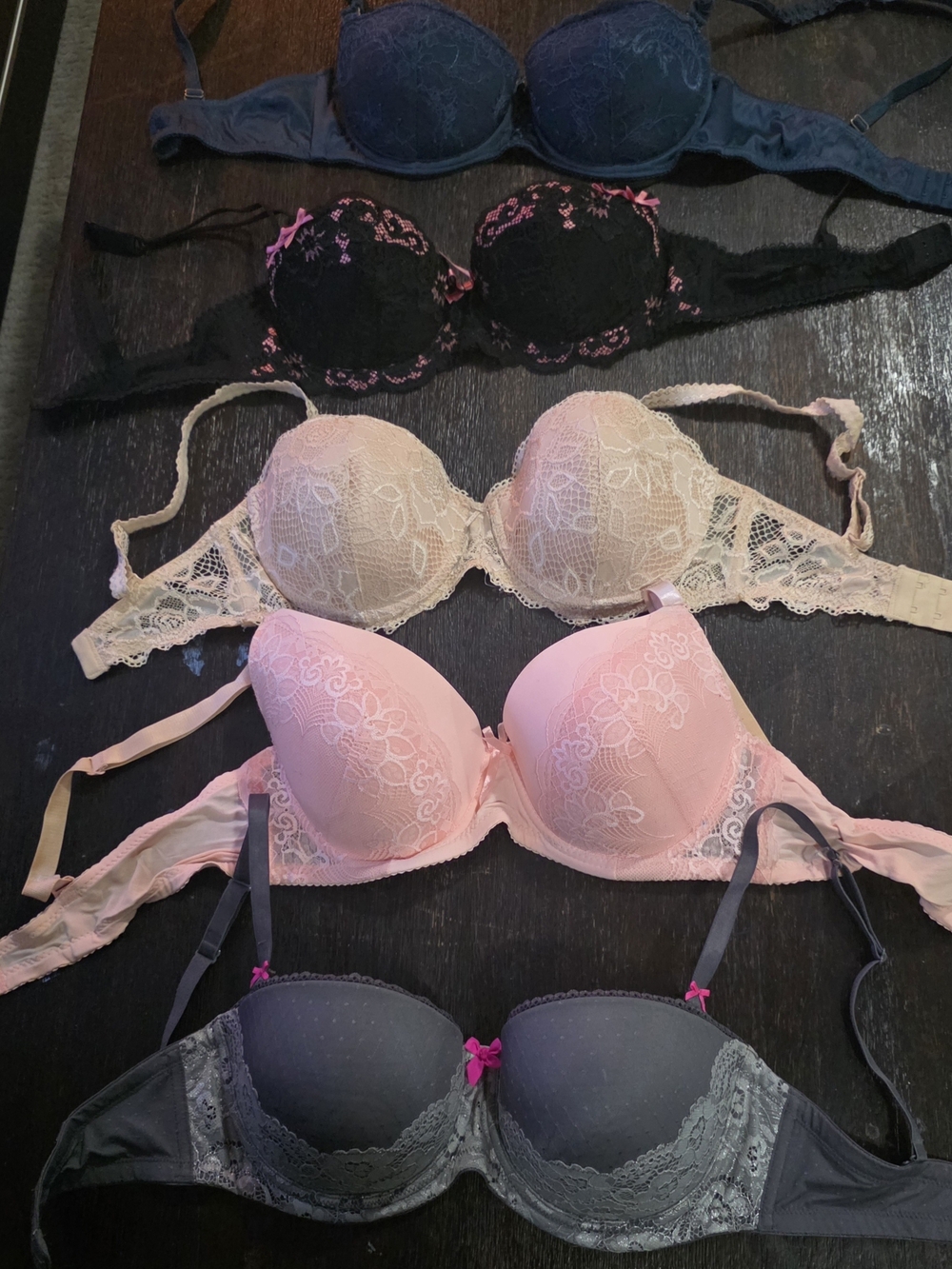Lace Push-Up Bra — Pink, Beige, Black, Navy, Gray